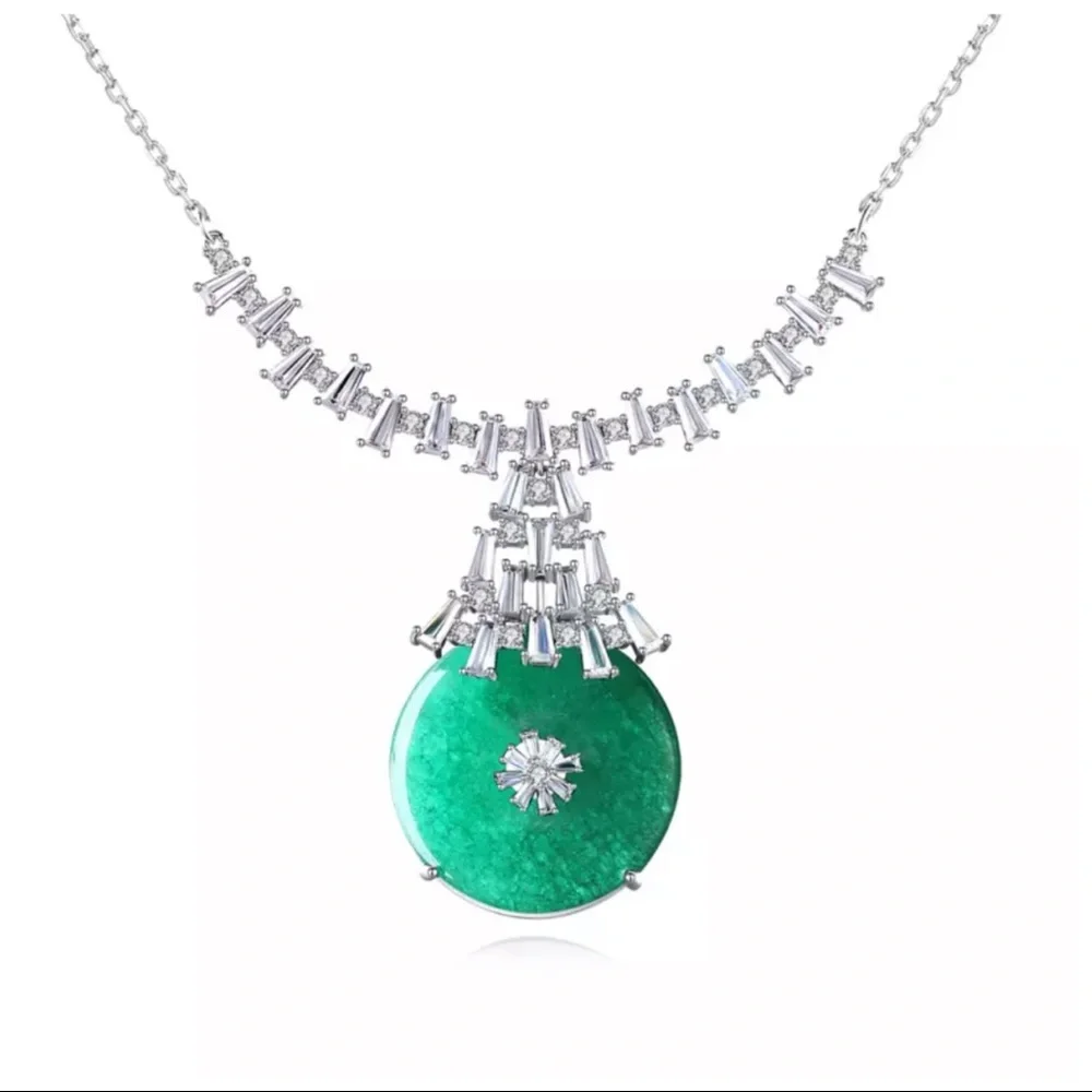 Swarovski Crystals The Cristabelle Jade Green Statement Necklace - Picture 1 of 6